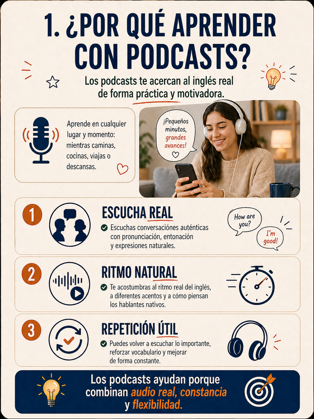 Infografía sobre por qué aprender con podcasts.