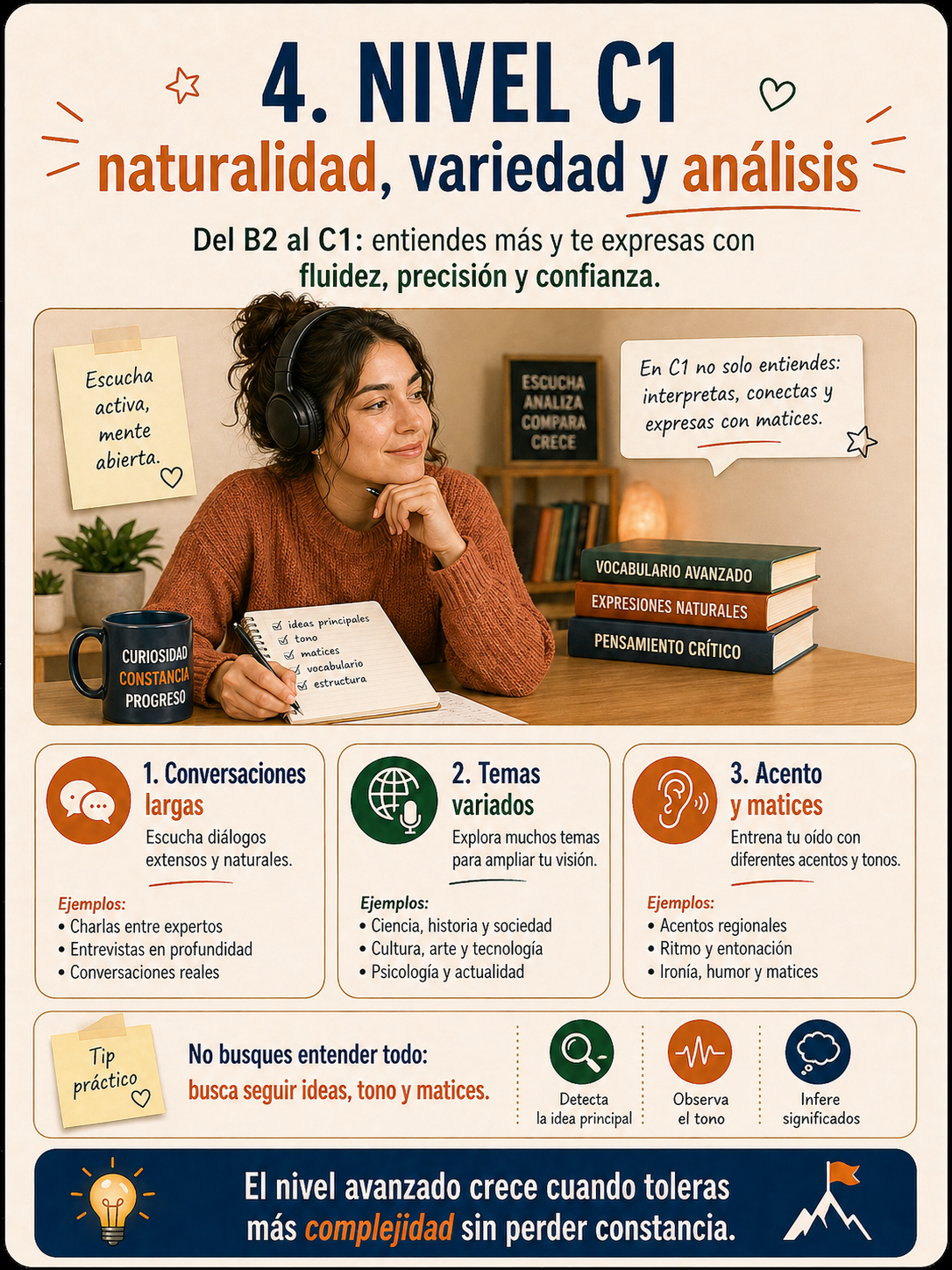 Infografía sobre podcasts recomendados para nivel C1-C2.