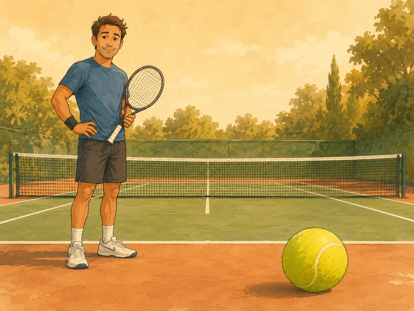 Ilustración de una pelota esperando una decisión en una cancha