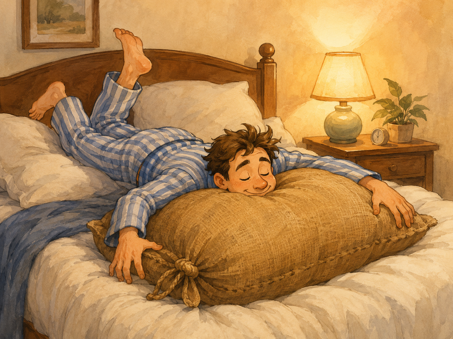Ilustración divertida de alguien yéndose a dormir