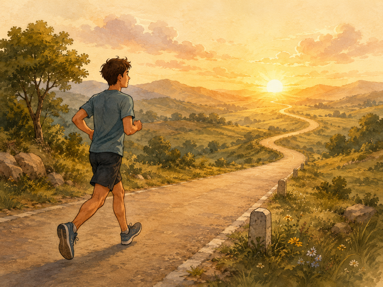 Ilustración visual y cómica para el idiom In the long run