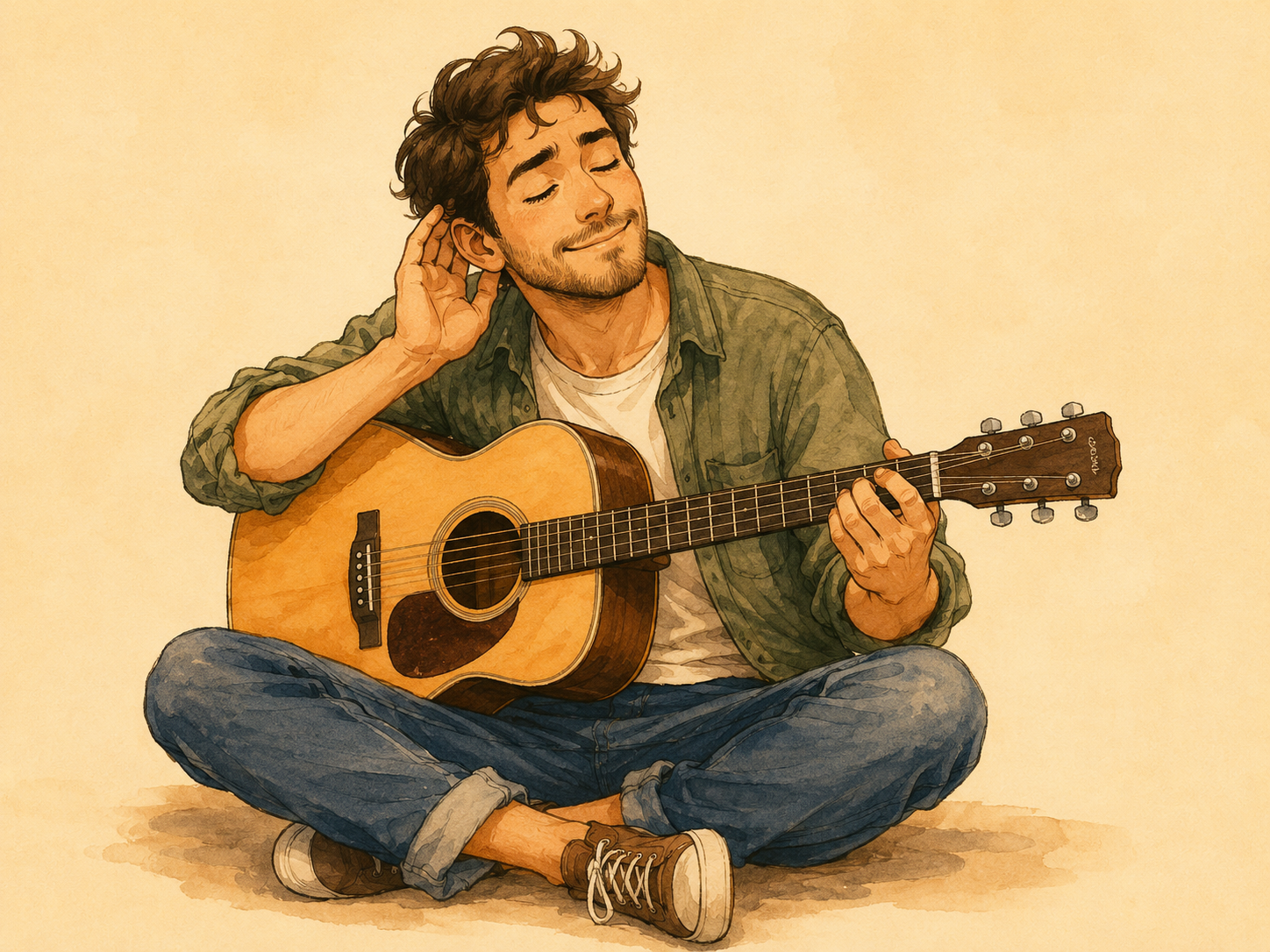 Ilustración visual y cómica para el idiom Play it by ear