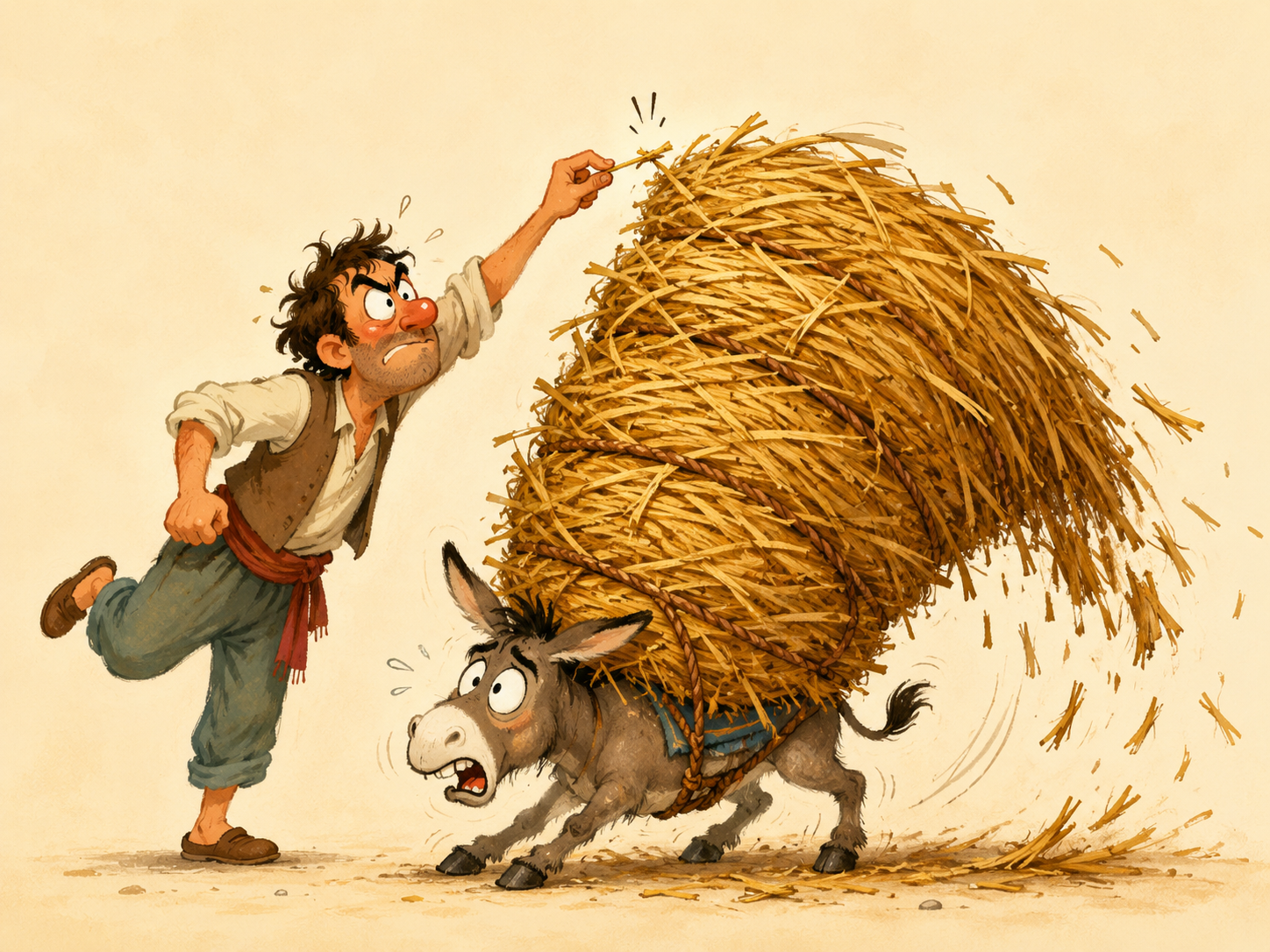 Ilustración visual y cómica para el idiom The last straw