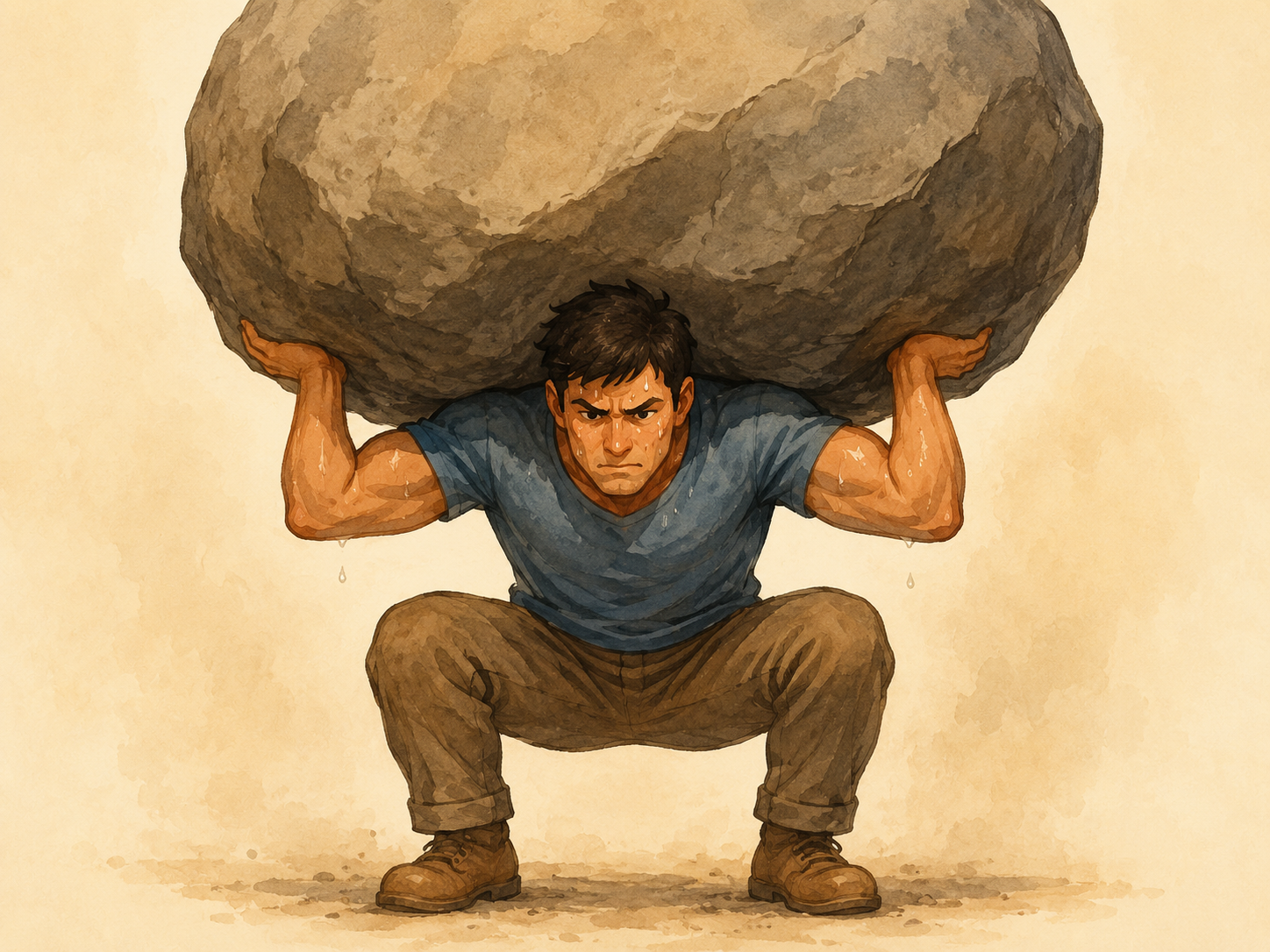 Ilustración visual y cómica para el idiom Under pressure